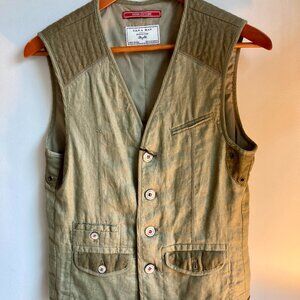BRAND NEW - Zara Man Green Linen Vest Jacket (Size Small)